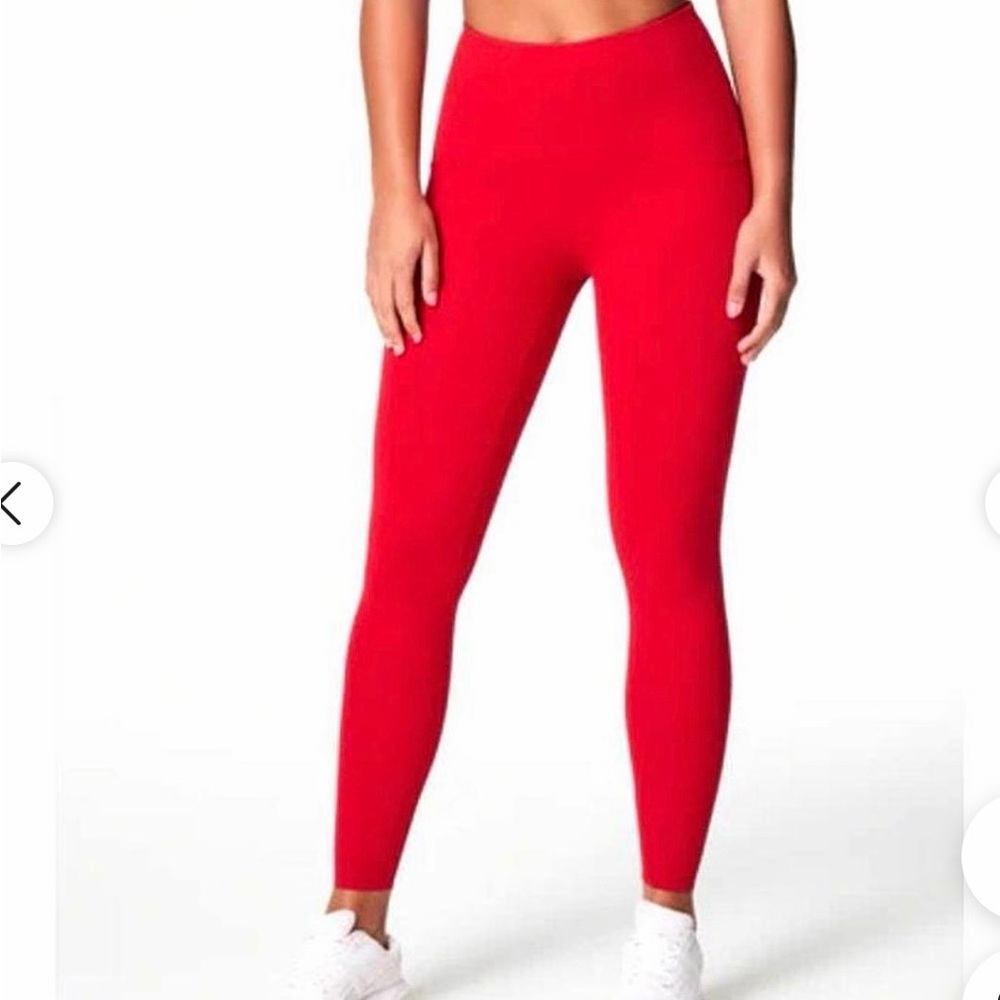 High-Rise Red Seamless Leggings - Women's Active Pants